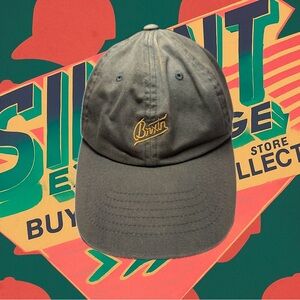 Brixton Olive Mens Baseball Cap Adjustable Green Yellow Script Worn Snapback